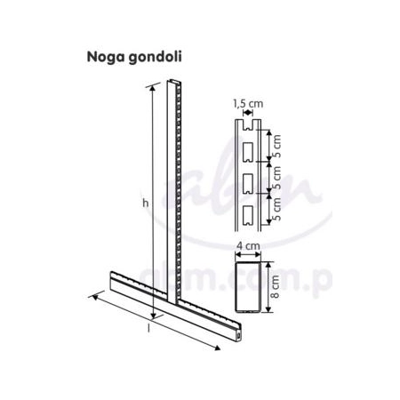 Noga gondoli regału metalowego 210/70 cm (profil 80x40)
